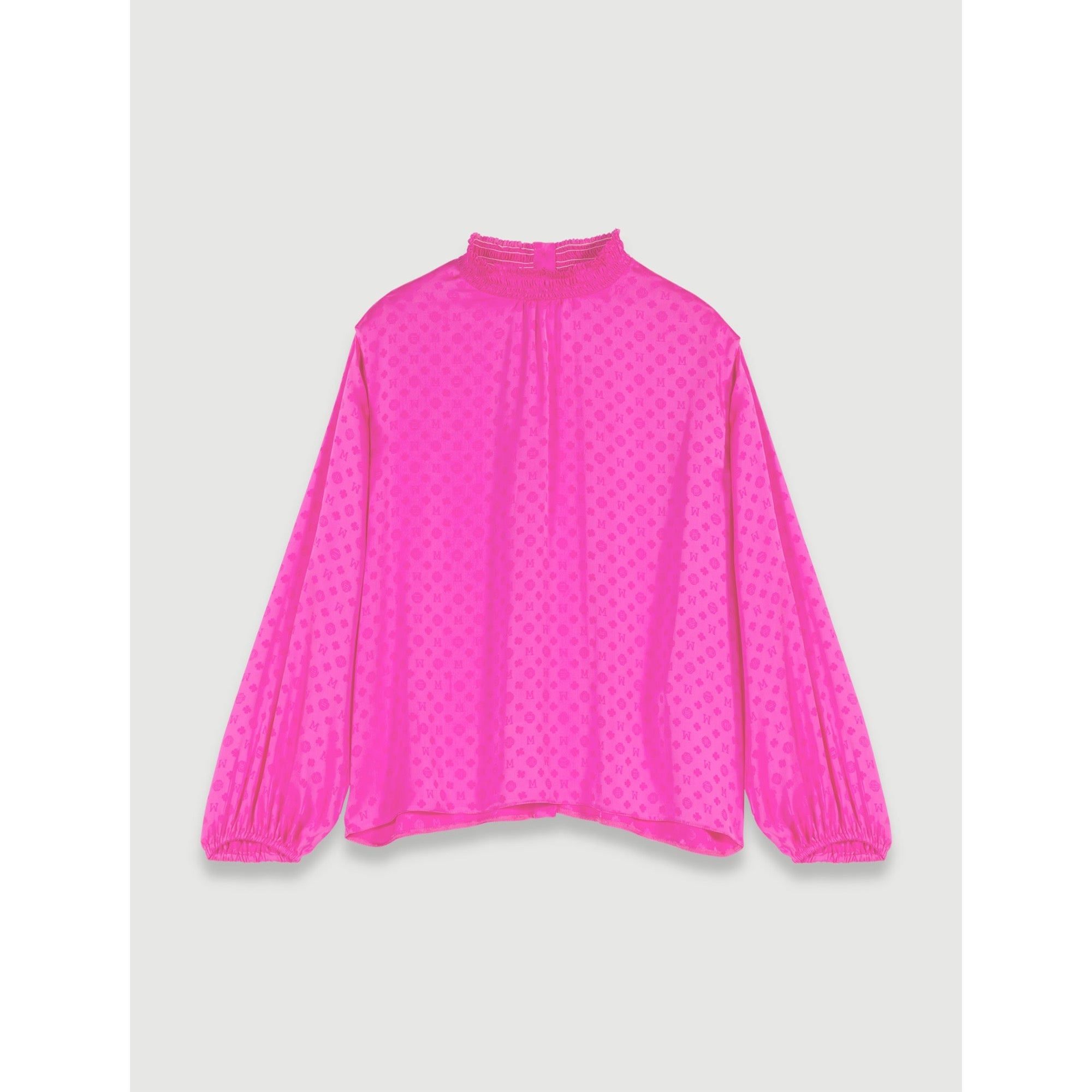 Women Satin Jacquard Blouse - Fuchsia