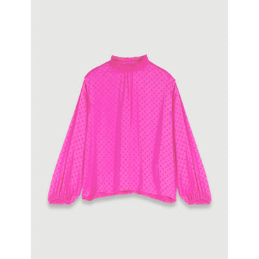Women Satin Jacquard Blouse - Fuchsia