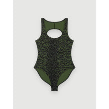 Women Printed Sports Bodysuit - Khaki Leopard Print