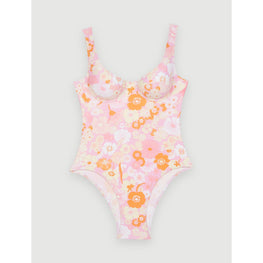 Women Printed One-Piece Swimsuit  - Pink