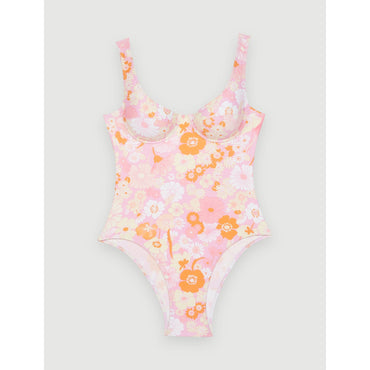 Women Printed One-Piece Swimsuit  - Pink