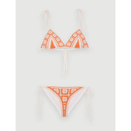 Women 2-Piece Crochet Swimsuit - Orange