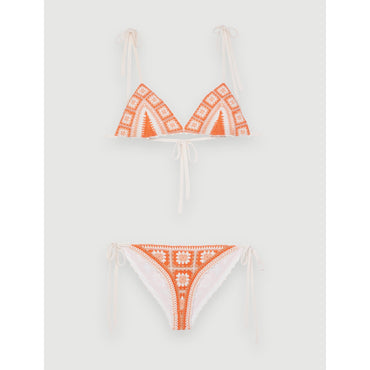 Women 2-Piece Crochet Swimsuit - Orange