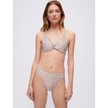 Women Printed Two-Piece Swimsuit - Tiles Ecru Background