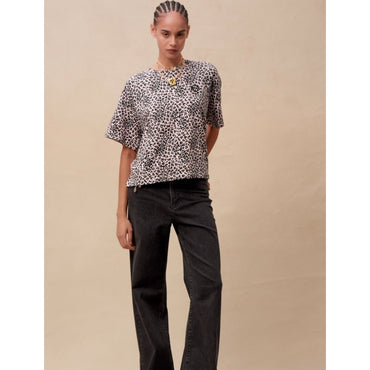Women Leopard Print Cotton T-Shirt - Light Pink Leopard