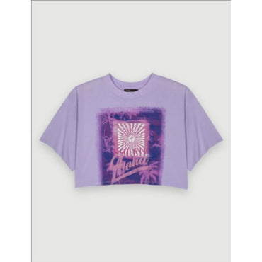 Women Palm-Tree Print Short T-Shirt - Parma Violet