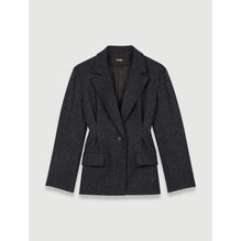 Women Fitted Checked Jacket - Blue