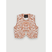 Women Sleeveless Provençal Printed Jacket - Orange