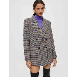 Women Wide, Thick Houndstooth Jacket - Blue