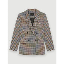 Women Wide, Thick Houndstooth Jacket - Blue