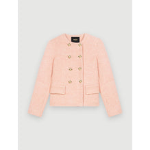 Women Pink And Ecru Marl Tweed Jacket - Pink