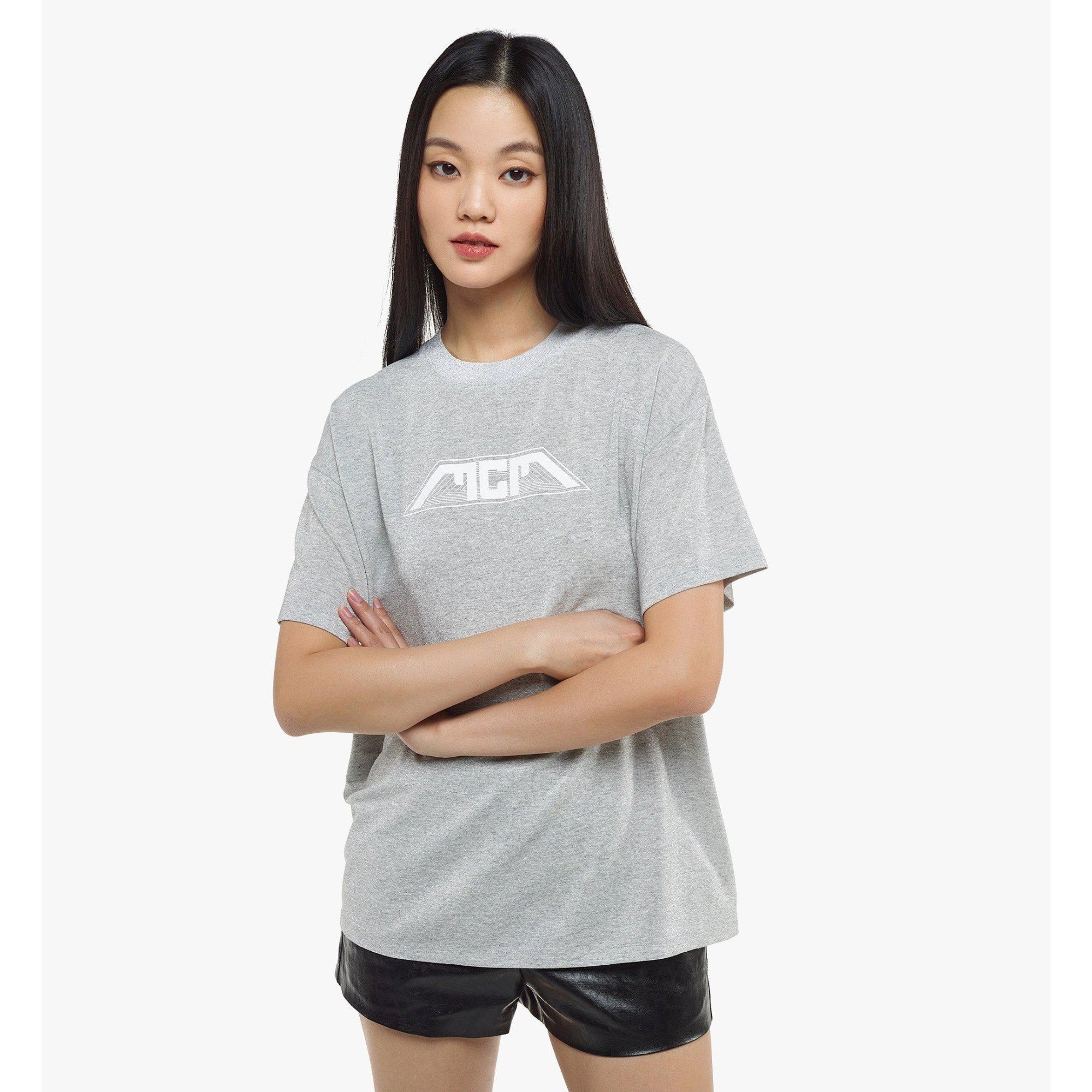 Women Meta Cyberpunk Metallic Logo T-Shirt in Organic Cotton - Silver