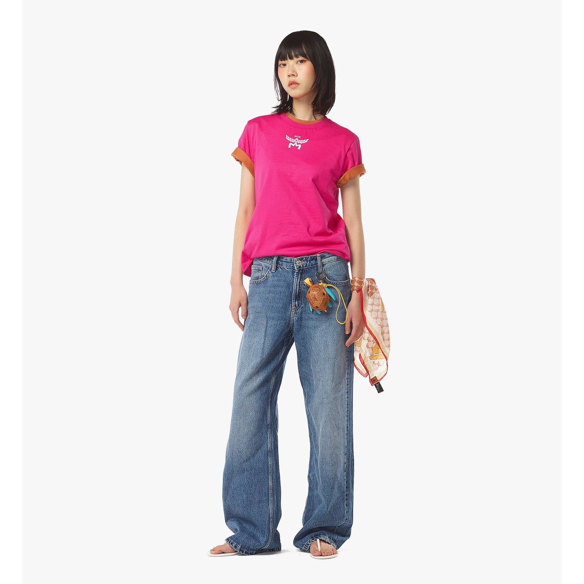 Women Logo Print T-shirt In Organic Cotton - Sangria Sunset