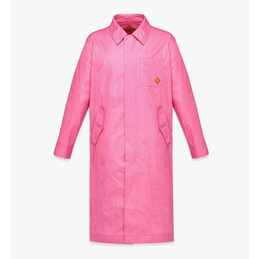 Men Oversized Coat In Crushed Nylon - Sangria Sunset