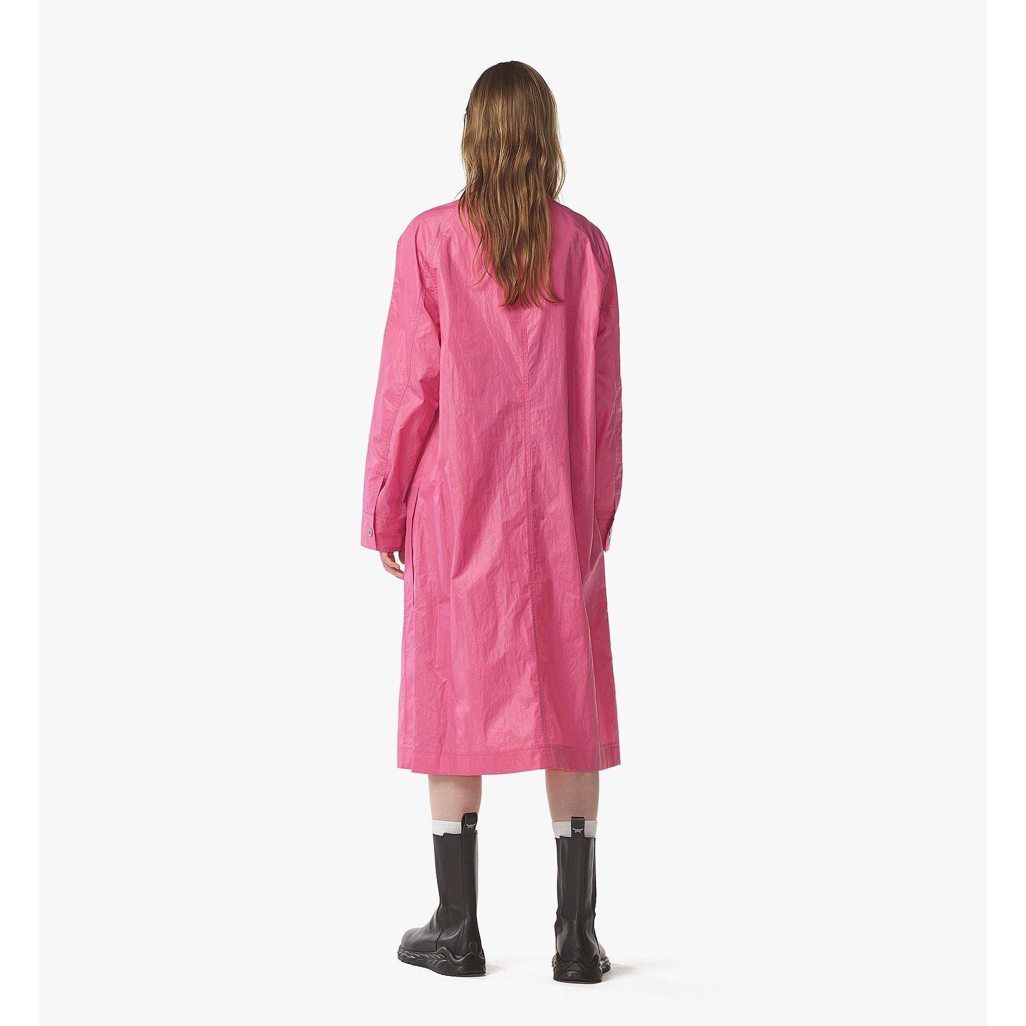 Men Oversized Coat In Crushed Nylon - Sangria Sunset