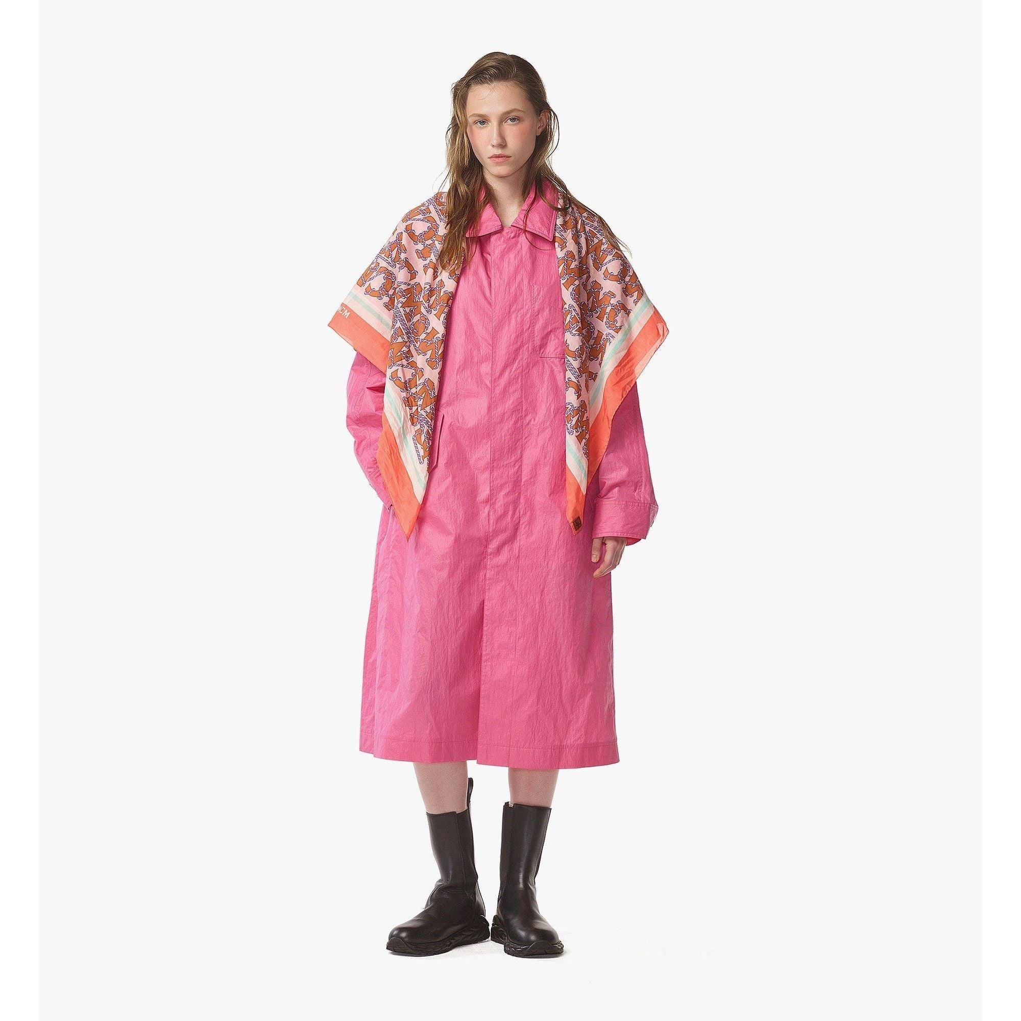Men Oversized Coat In Crushed Nylon - Sangria Sunset