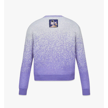 Men Jacquard Sweater in Gradation Mohair - Dahlia Purple