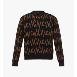 Men Monogram Jacquard Sweater in Recycled Cashmere - Black