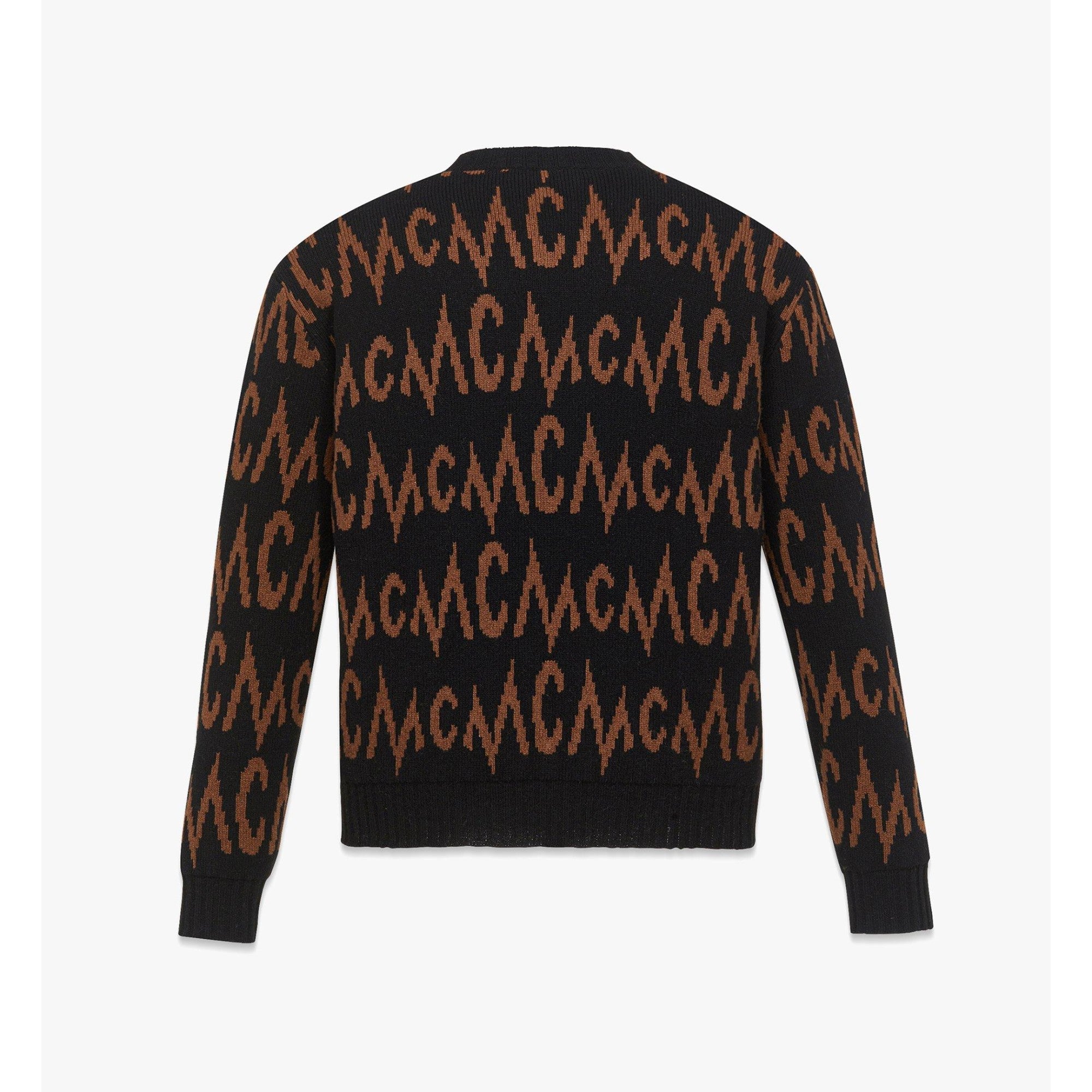 Men Monogram Jacquard Sweater in Recycled Cashmere - Black