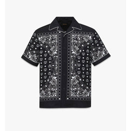 Men Bandana Monogram Print Shirt in ECOVERO - Black