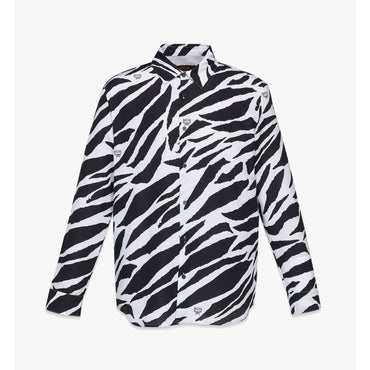 Men Meta Safari Zebra Print Shirt - Black & White