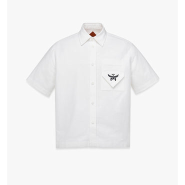 Men Logo Short Sleeve Oxford Shirt - White