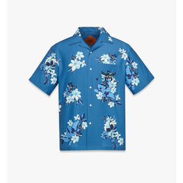 Men Floral Print Shirt - New Munich Blue