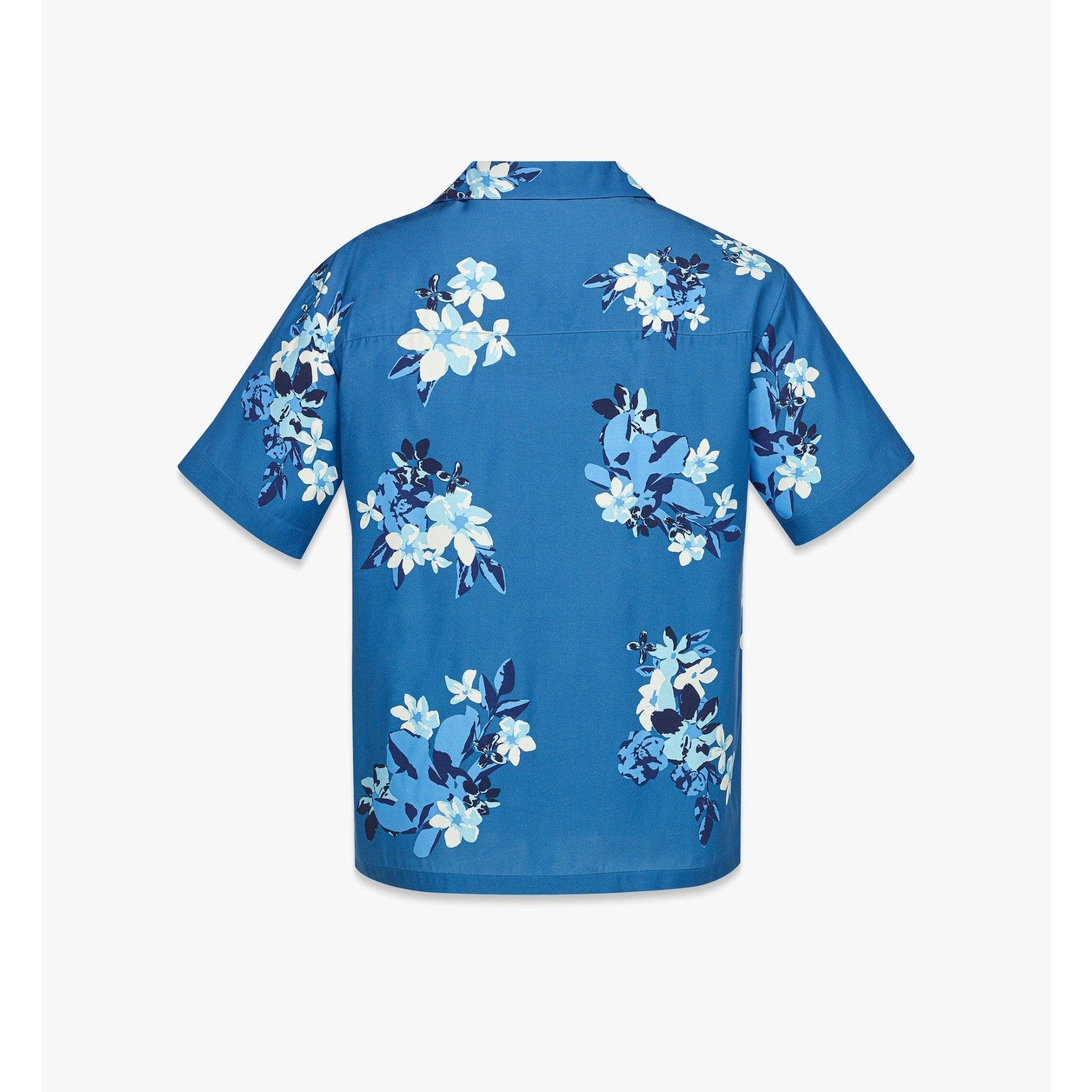 Men Floral Print Shirt - New Munich Blue