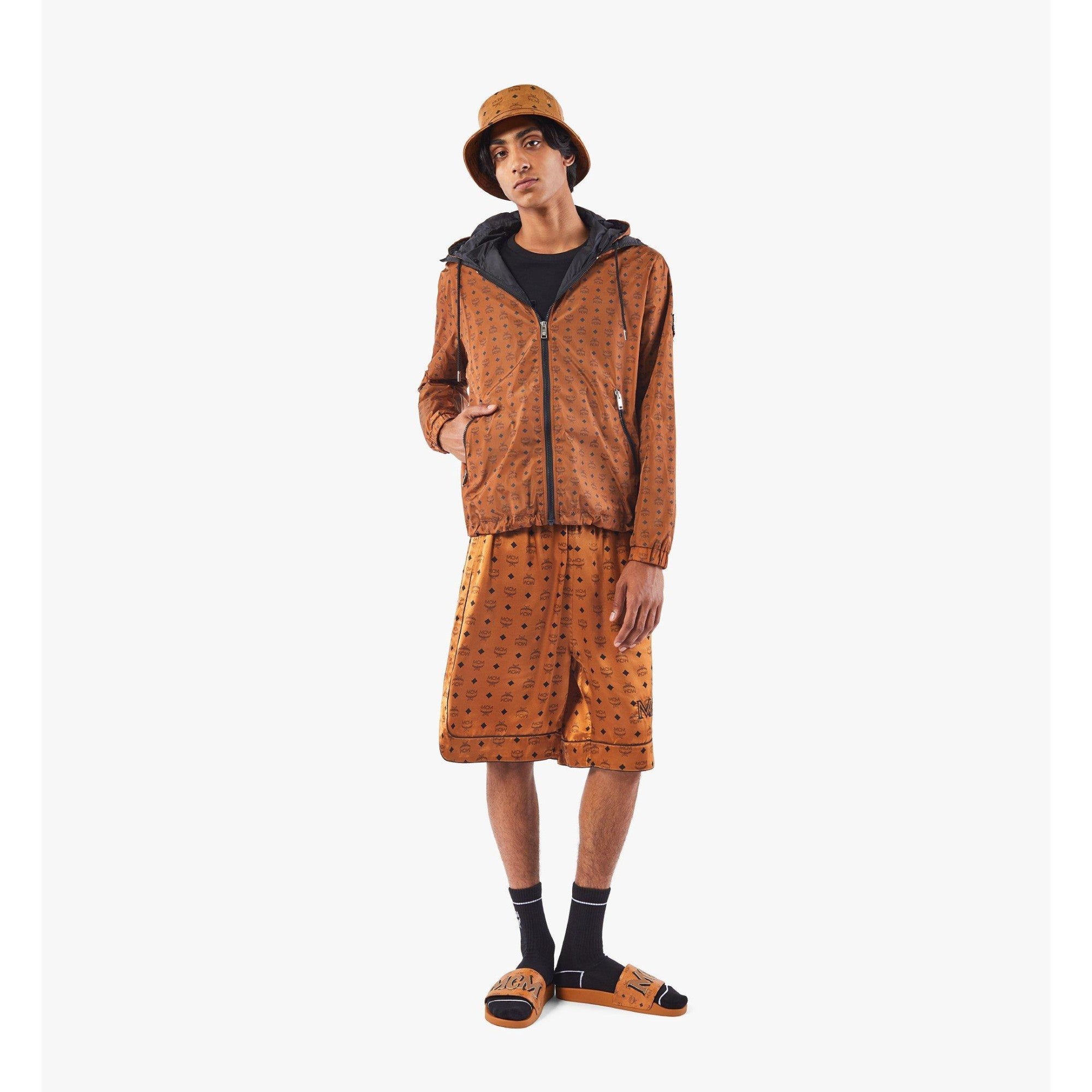 Men Men's Windbreaker in Monogram Nylon - Cognac