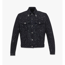 Men Galaxy Print Denim Jacket - Black