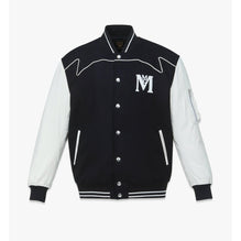 Men Studded Varsity Jacket in Wool Felt and Lamb Leather - Black