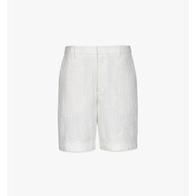 Men Cubic Jacquard Denim Shorts - White