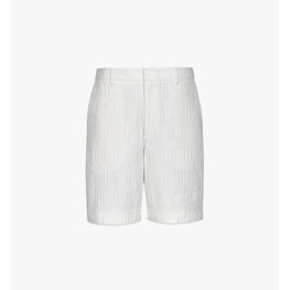 Men Cubic Jacquard Denim Shorts - White