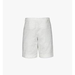 Men Cubic Jacquard Denim Shorts - White