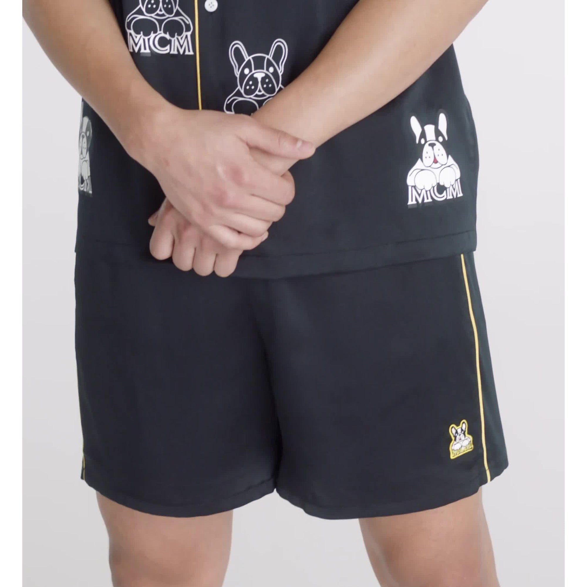 Men M Pup Silk Shorts - Black