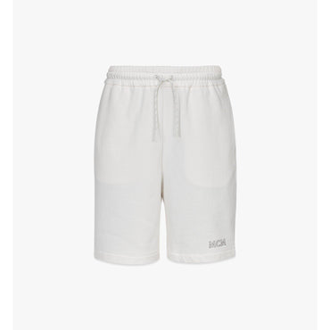 Men MCM Essentials Logo Track Shorts in Organic Cotton - Egret