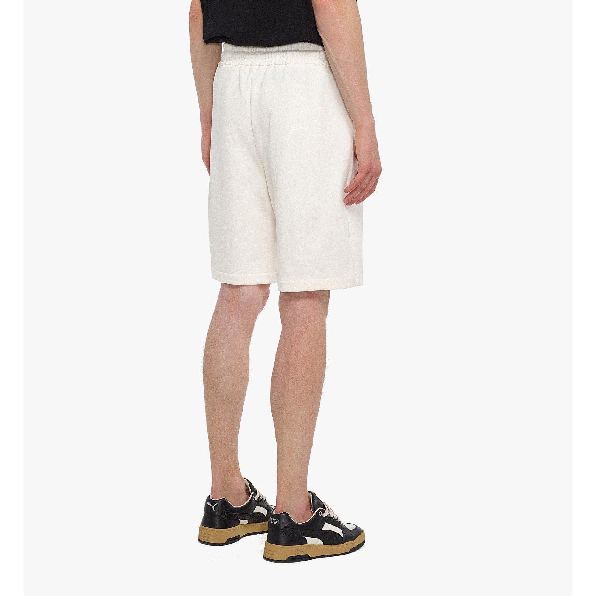 Men MCM Essentials Logo Track Shorts in Organic Cotton - Egret