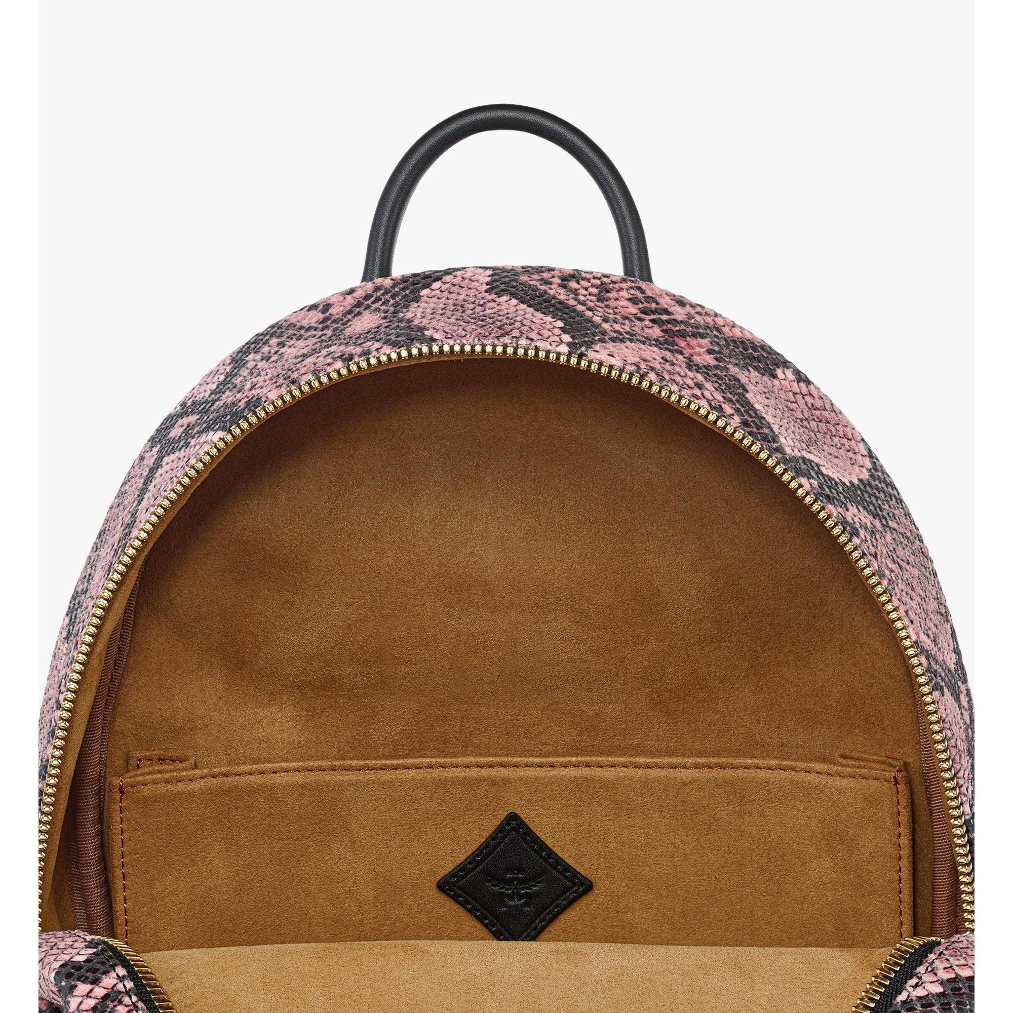 Men Stark Backpack In Python Print Canvas - Blush Pink