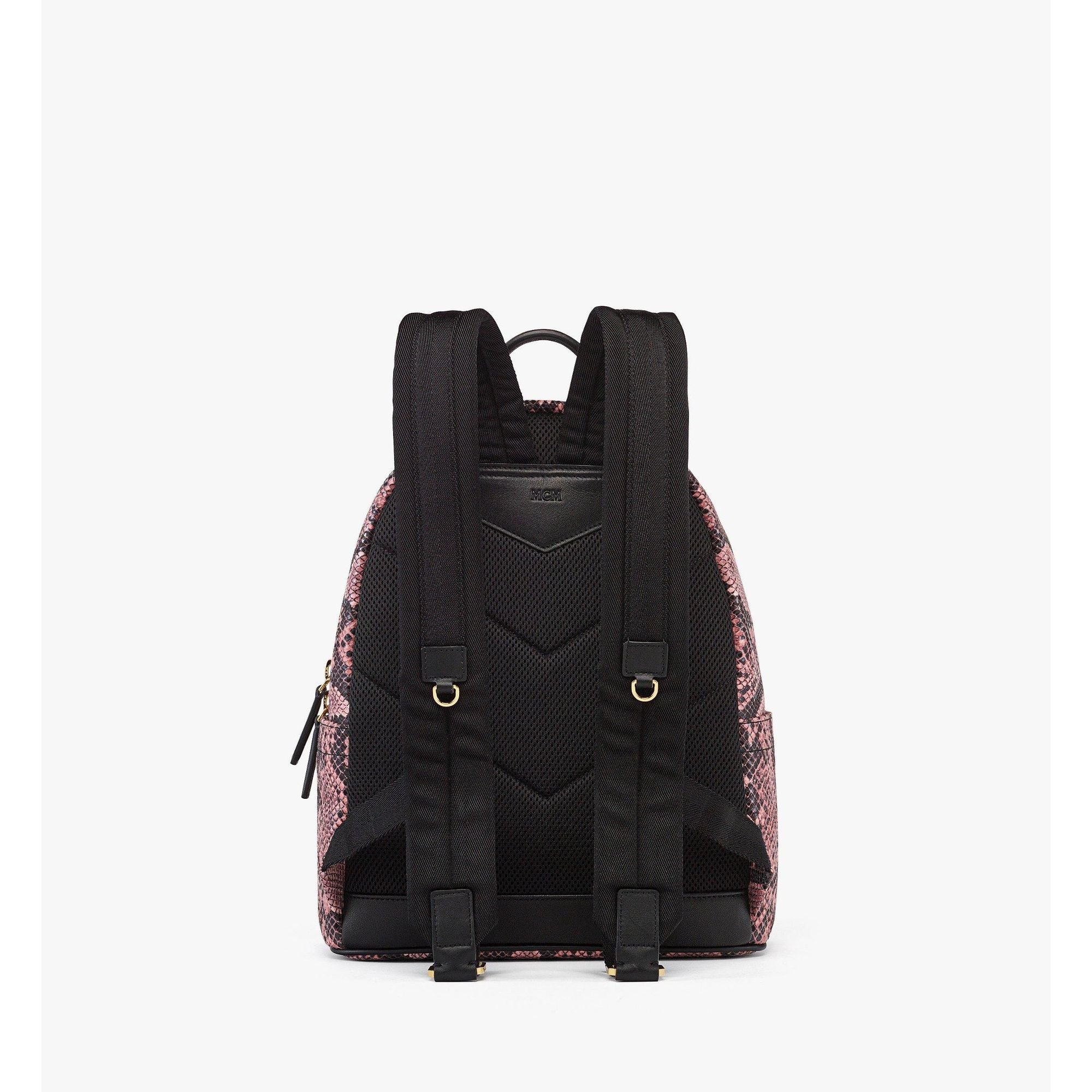Men Stark Backpack In Python Print Canvas - Blush Pink