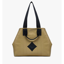 Men Reversible Diamond Tote in Canvas Leather Mix - Beige