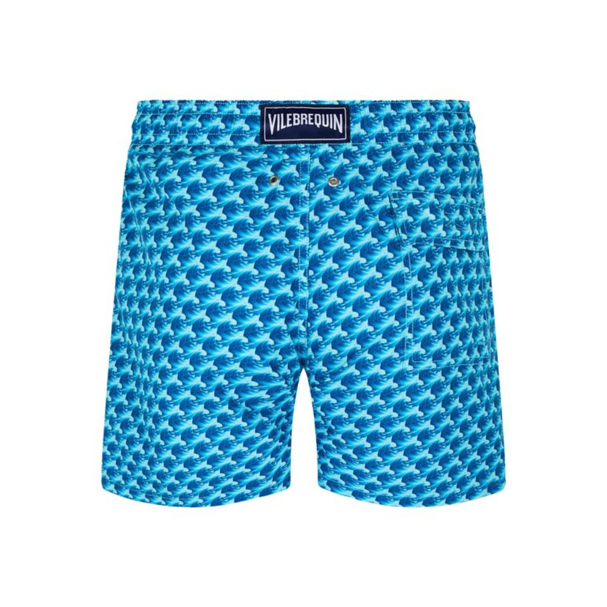 Blue Family Print Micro Waves Men Moorea Swimsuit