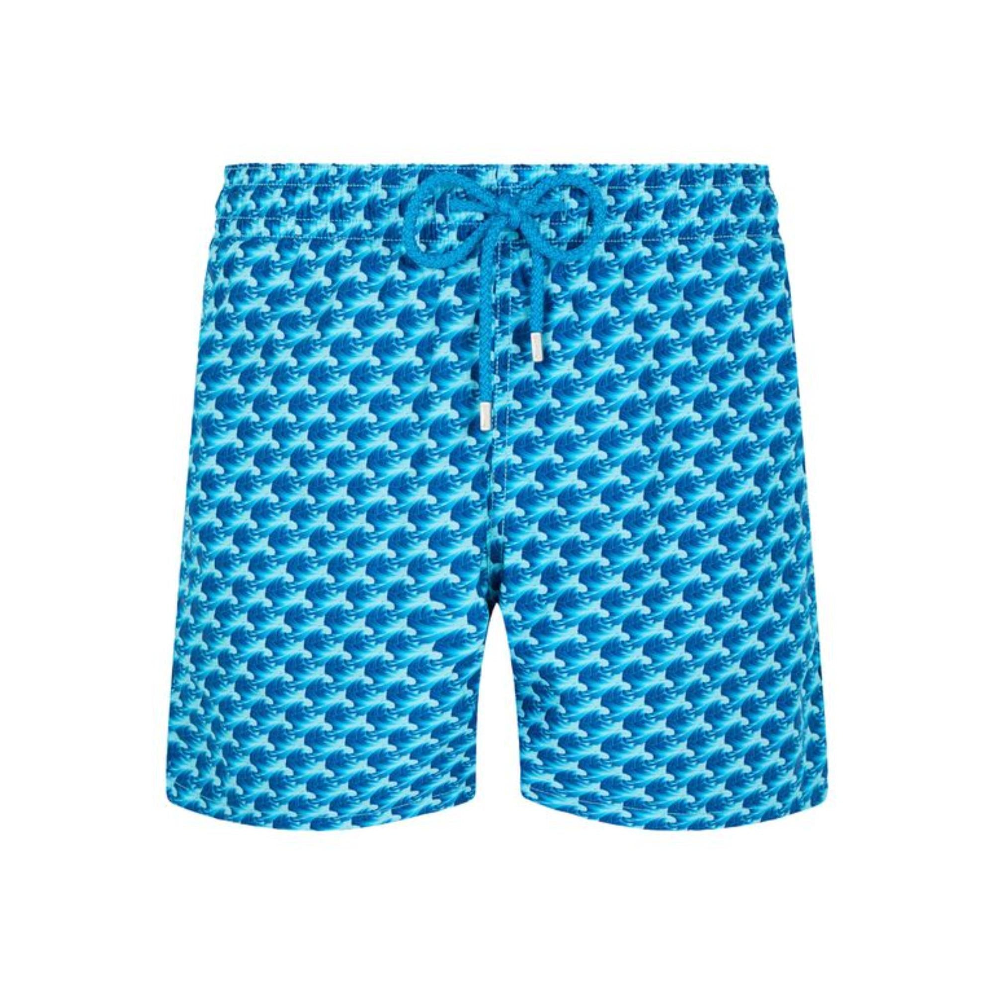 Blue Family Print Micro Waves Men Moorea Swimsuit