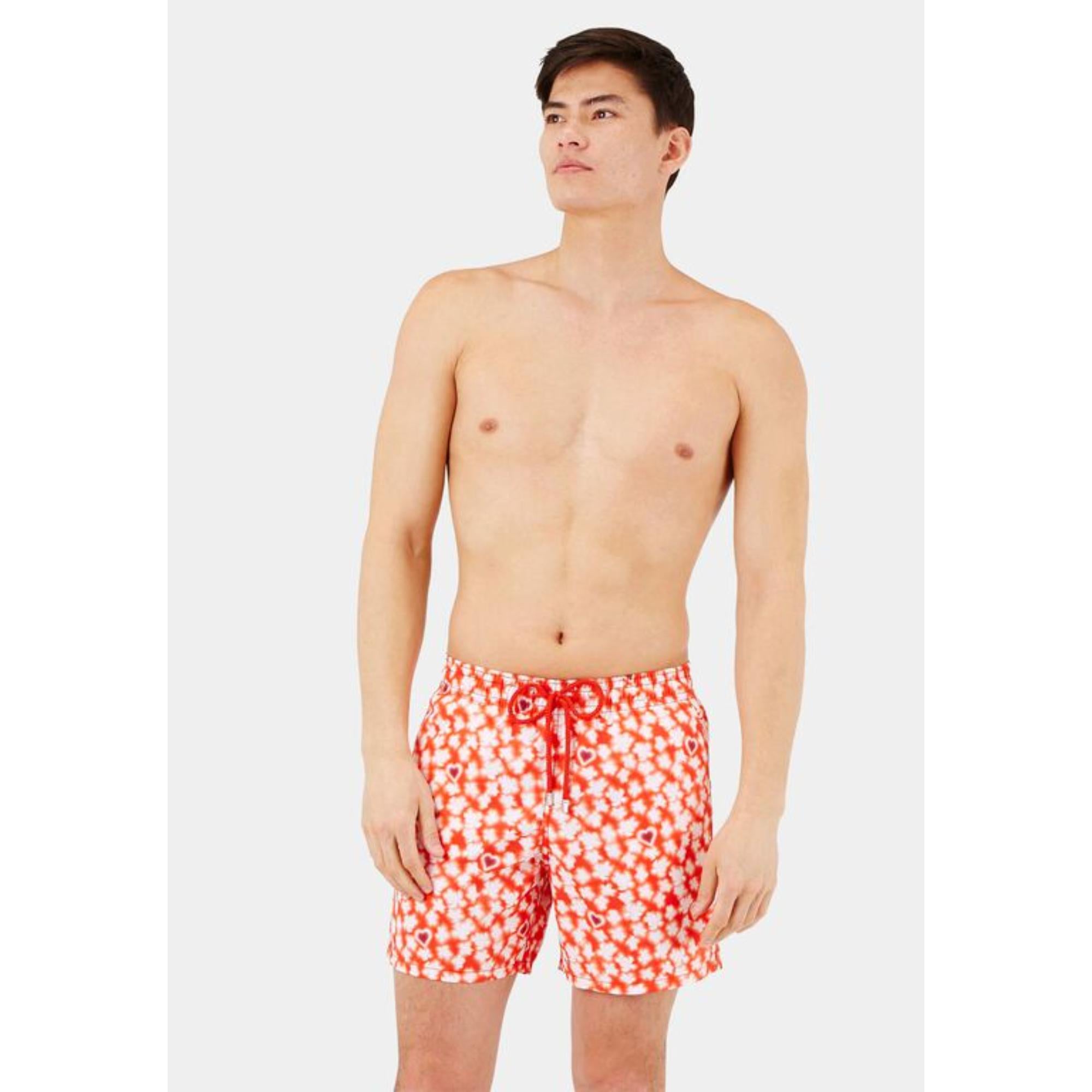 Red Print Man/Woman Attrap Cœur Men Moorea Swimsuit