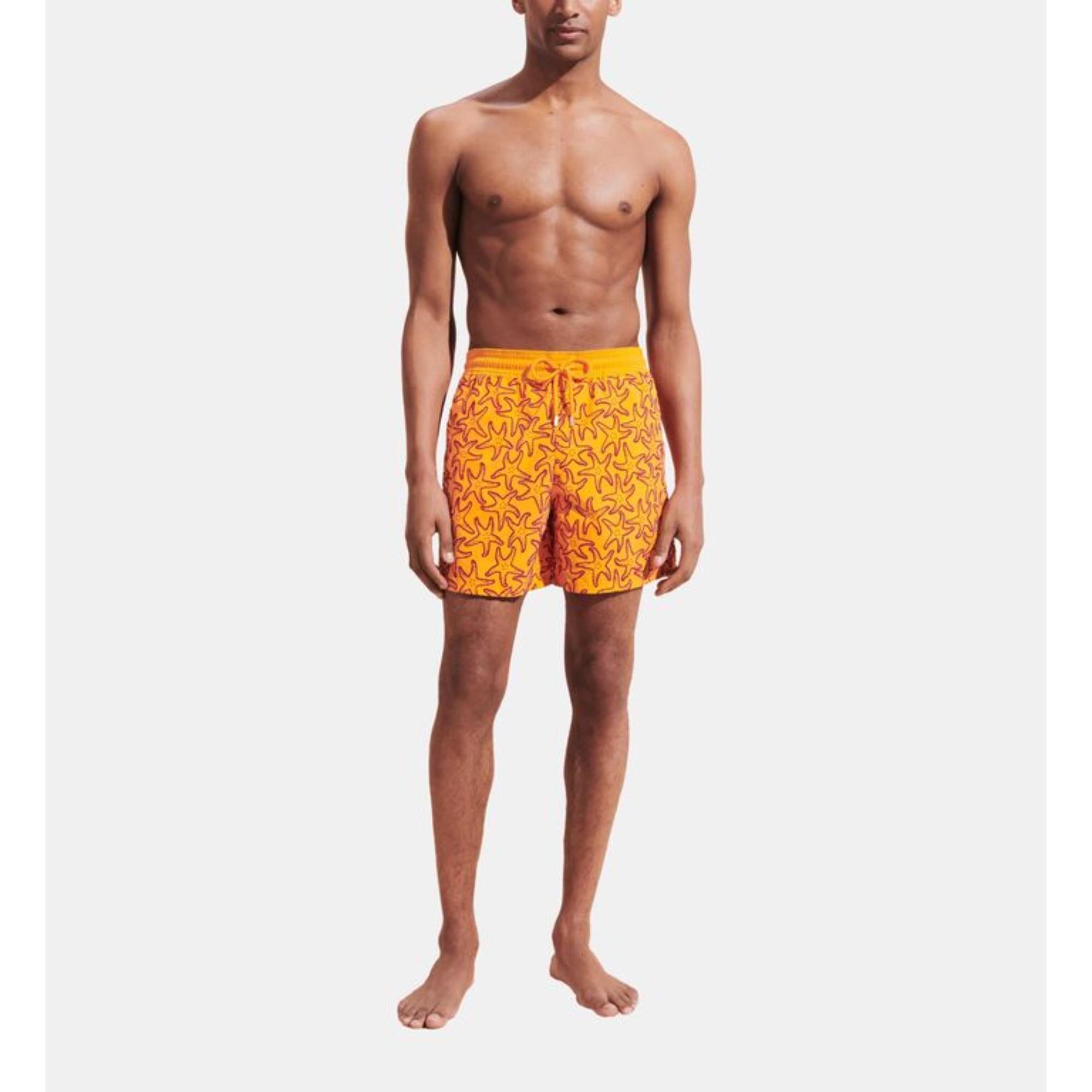 Orange Print Father/Son Flock Starlet Orange Men Moorea Swimsuit