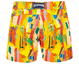 Yellow Family Print Sunny Stretch Men Merise Swimsuit