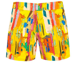 Yellow Family Print Sunny Stretch Men Merise Swimsuit