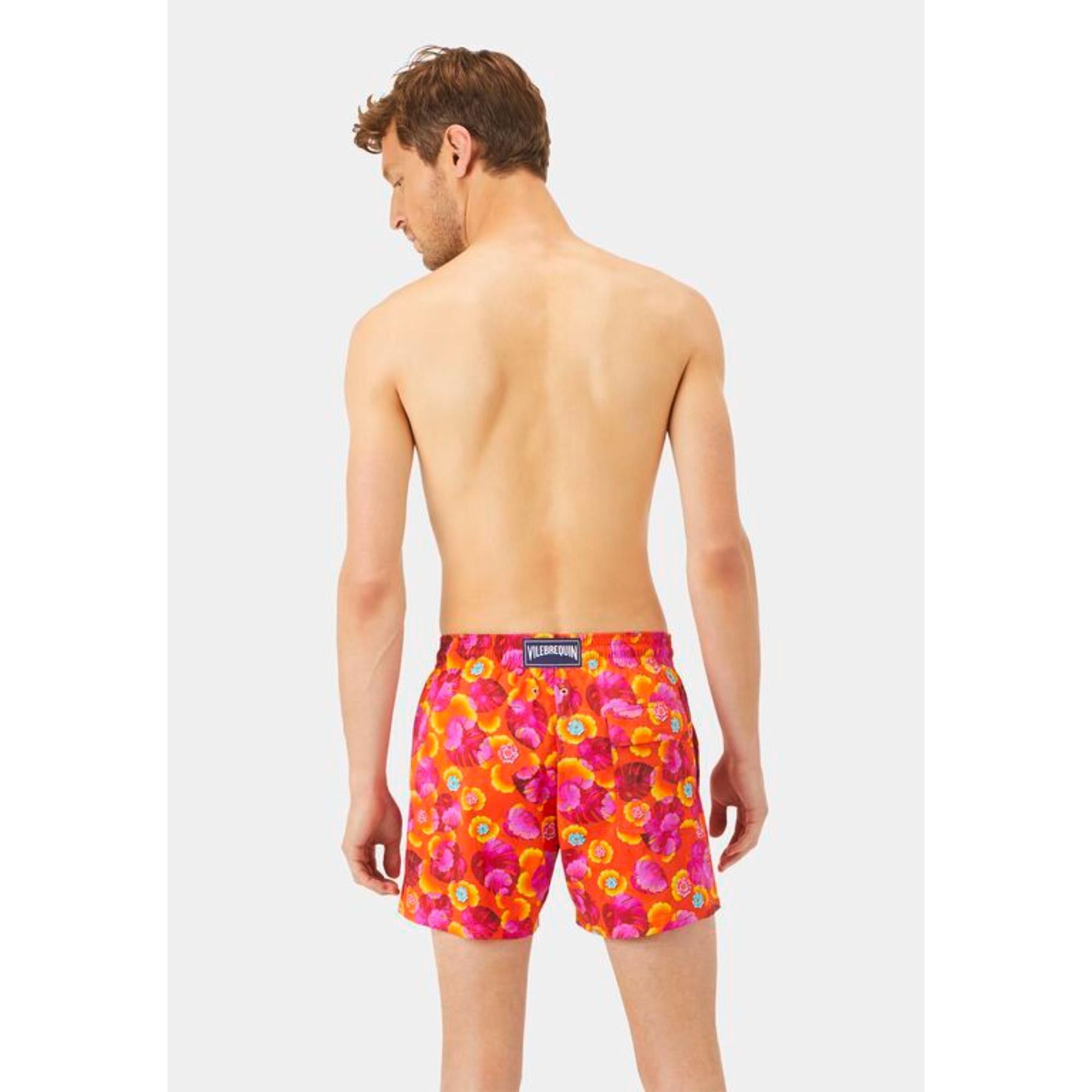 Orange Print Father/Son Mix Flow Men Moorise Swimsuit