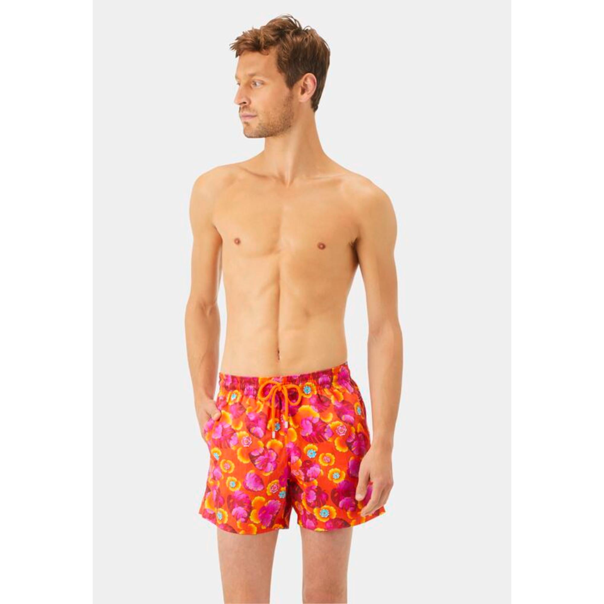 Orange Print Father/Son Mix Flow Men Moorise Swimsuit