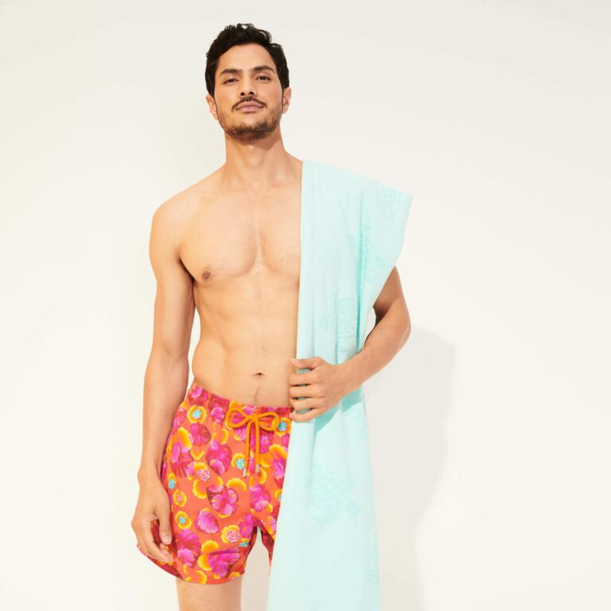 Orange Print Father/Son Mix Flow Men Moorise Swimsuit