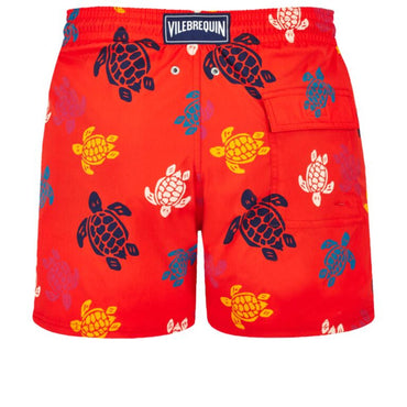 Red Print Father/Son Rd Trt Mlt Stch Men Moorise Swimsuit